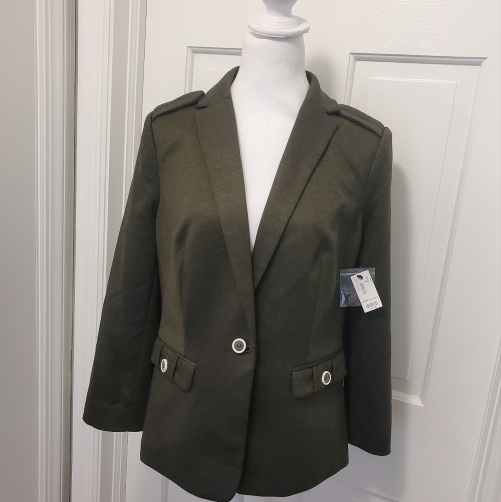 NWT The Limited Green Fully Lined Classic Blazer Medium Tall Ret. $119 Business